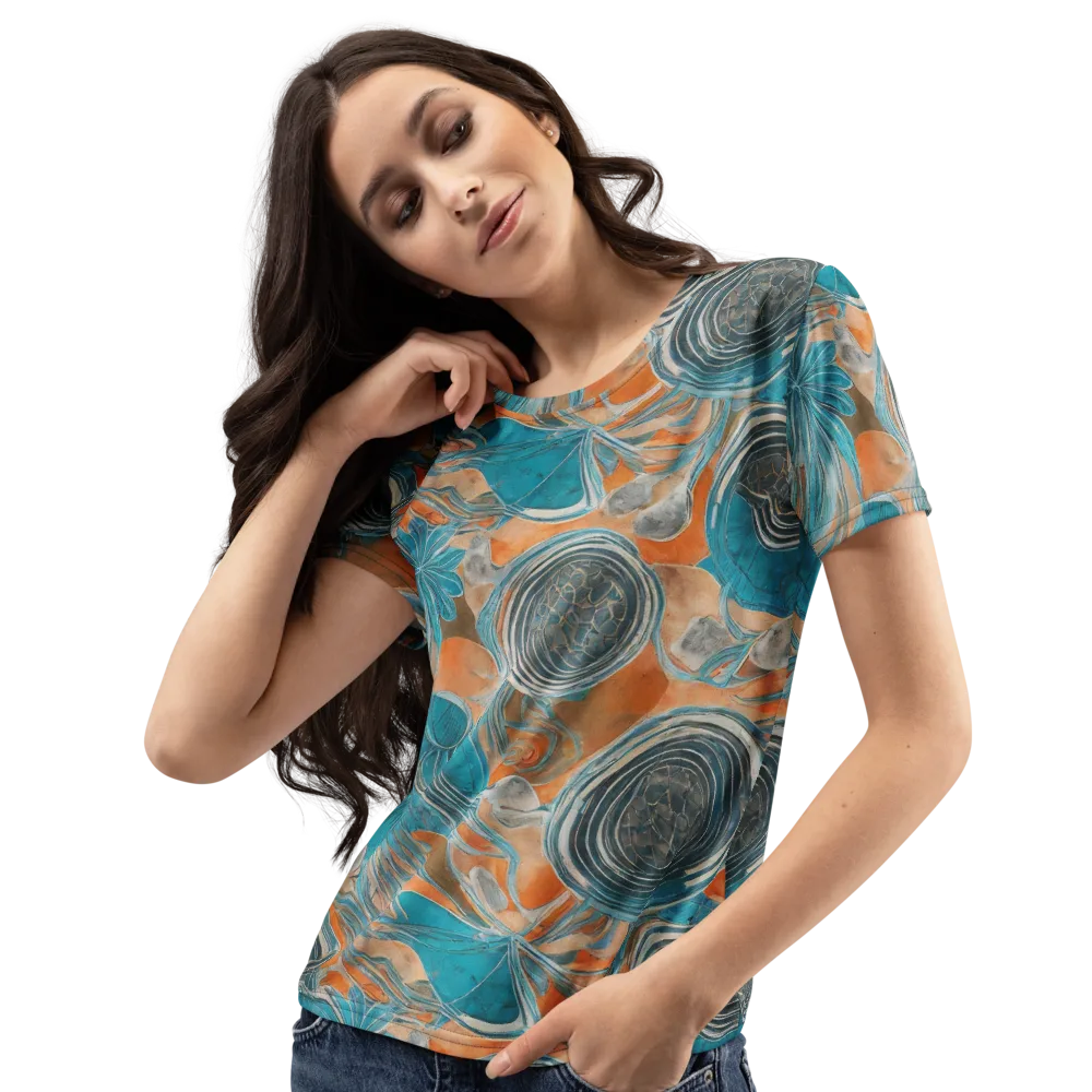 Turquoise Undertow on Women's Crew Neck T-Shirt — Left Front