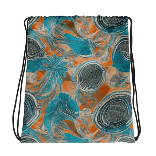Turquoise Undertow on a Drawstring Bag