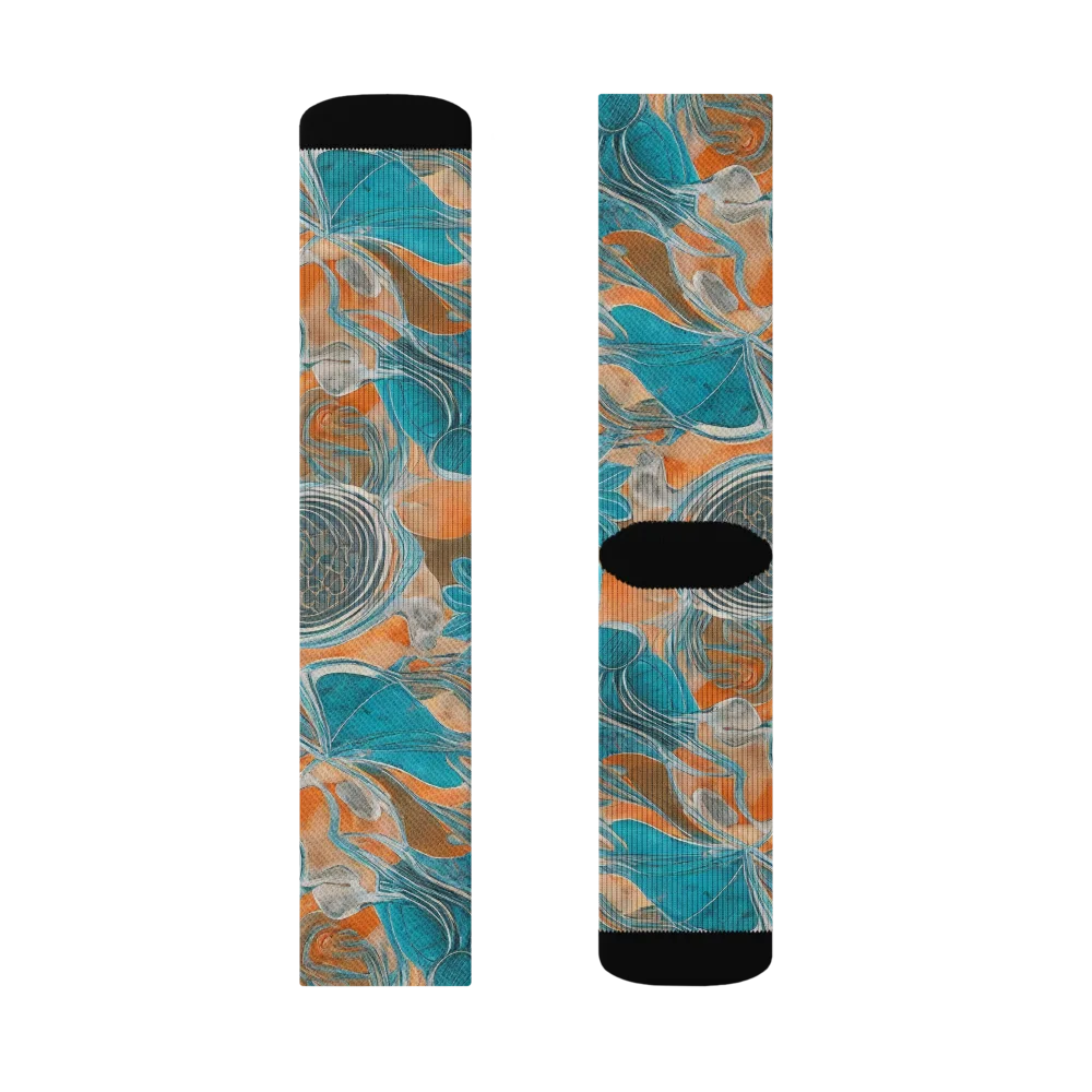 Turquoise Undertow on Socks — Left Sock
