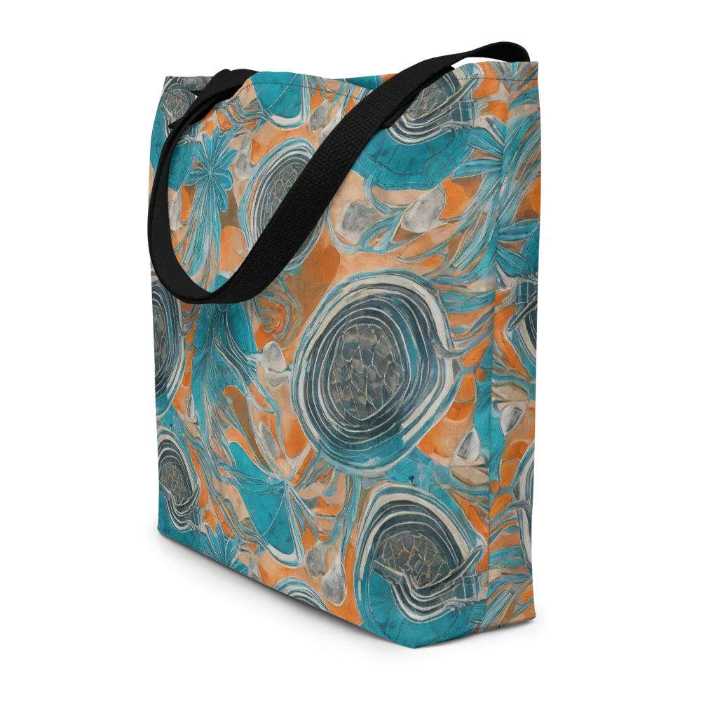 Turquoise Undertow on Large Tote Bag W/ Pocket — Front