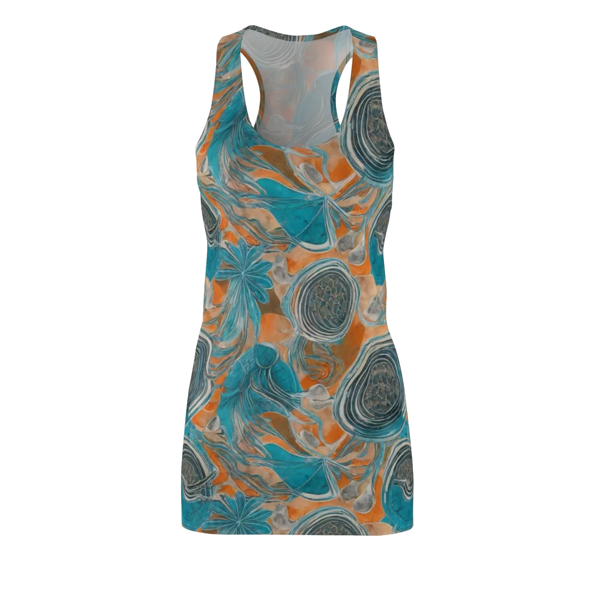 Turquoise Undertow on Racerback Dress — Front