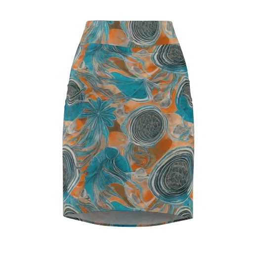 Turquoise Undertow on a Pencil Skirt