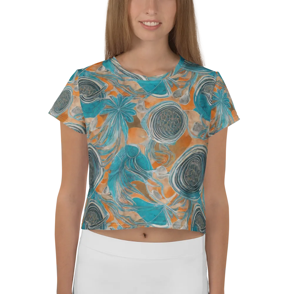 Turquoise Undertow on Crop Tee — Front