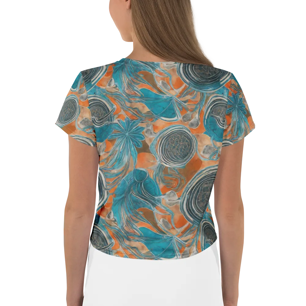 Turquoise Undertow on Crop Tee — Back