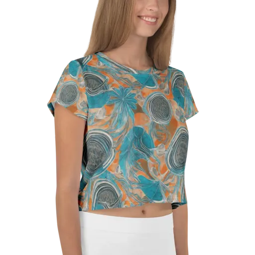 Turquoise Undertow on a Crop Tee