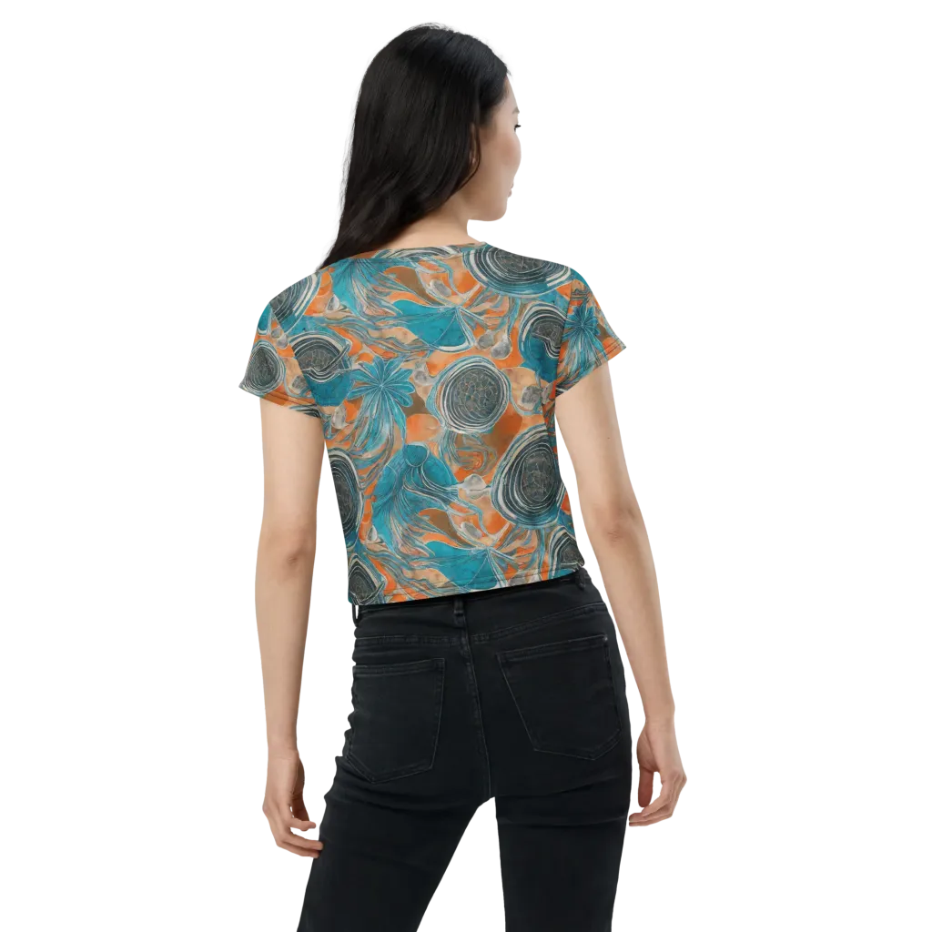Turquoise Undertow on Crop Tee — Back