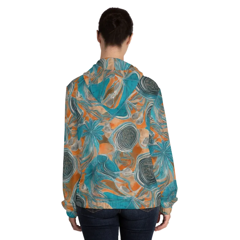 Turquoise Undertow on Women's Full-Zip Hoodie — Back On Person