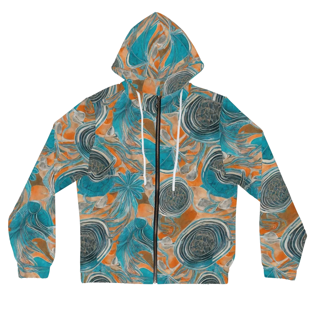 Turquoise Undertow on Women's Full-Zip Hoodie — Front
