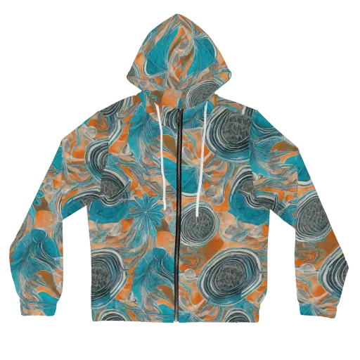 Turquoise Undertow on a Women's Full-Zip Hoodie