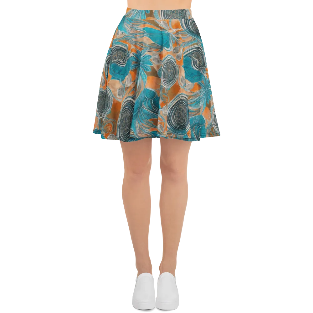 Turquoise Undertow on Skater Skirt — Front