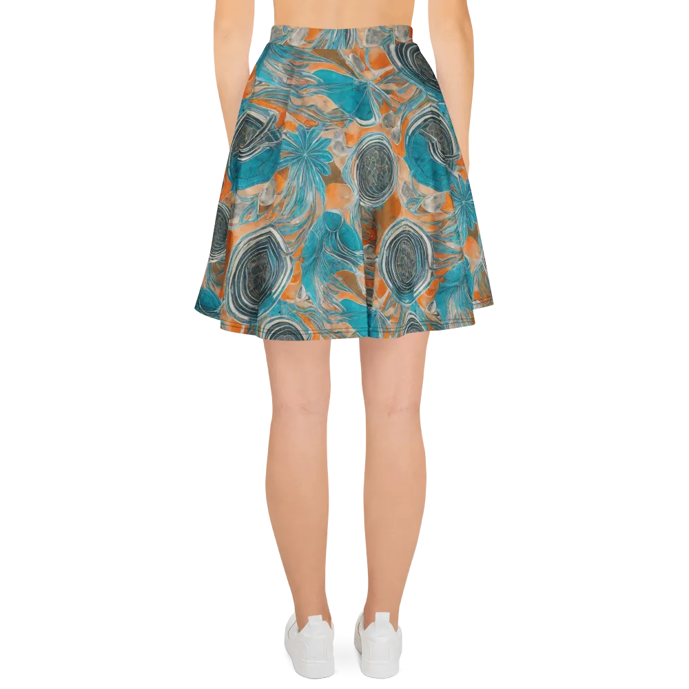 Turquoise Undertow on Skater Skirt — Back