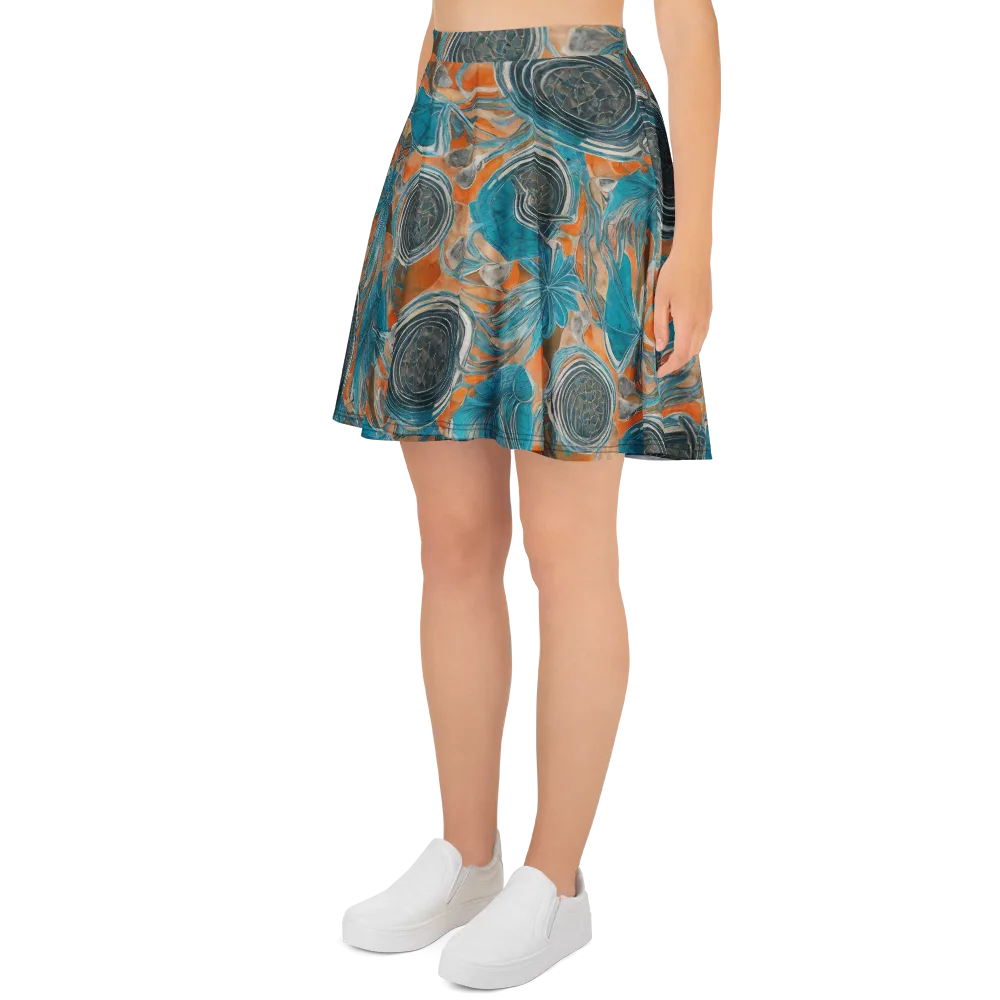 Turquoise Undertow on Skater Skirt — Left