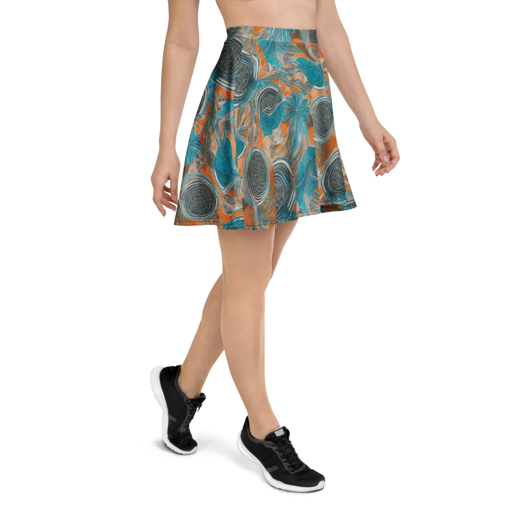 Turquoise Undertow on Skater Skirt — Right