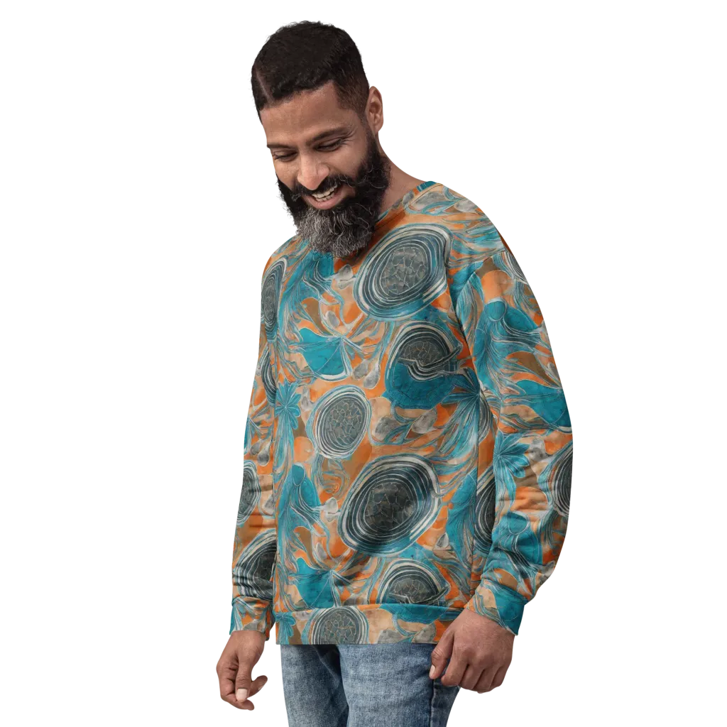 Turquoise Undertow on Sweatshirt — Left Front