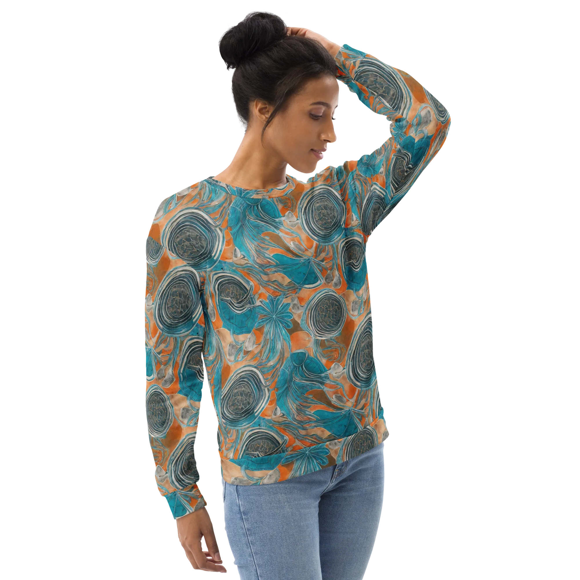Turquoise Undertow on Sweatshirt — Right Front