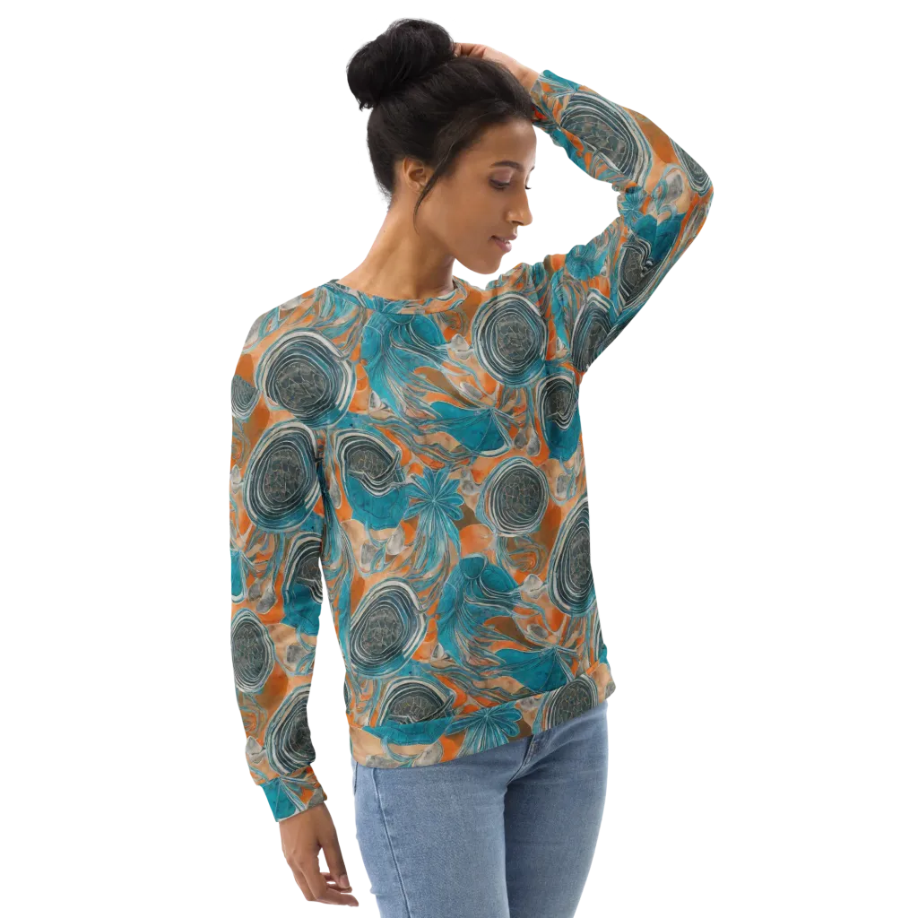 Turquoise Undertow on Sweatshirt — Right Front