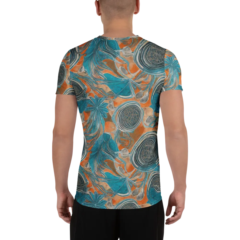 Turquoise Undertow on Men's Athletic T-Shirt — Back