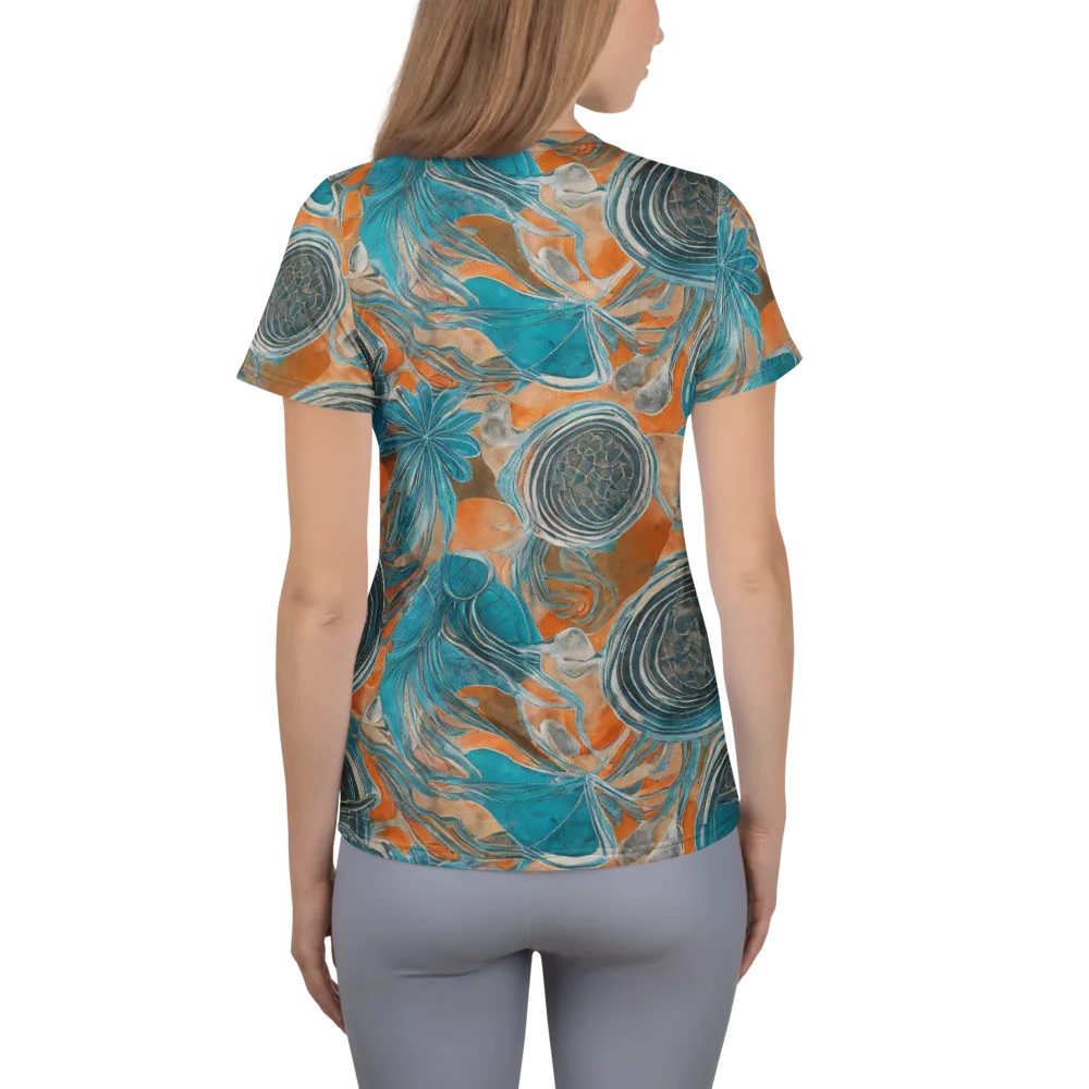 Turquoise Undertow on Women's Athletic T-Shirt — Back