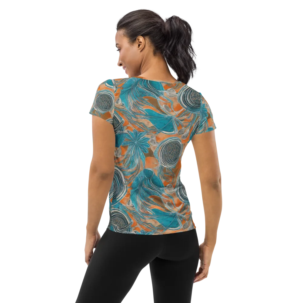 Turquoise Undertow on Women's Athletic T-Shirt — Back