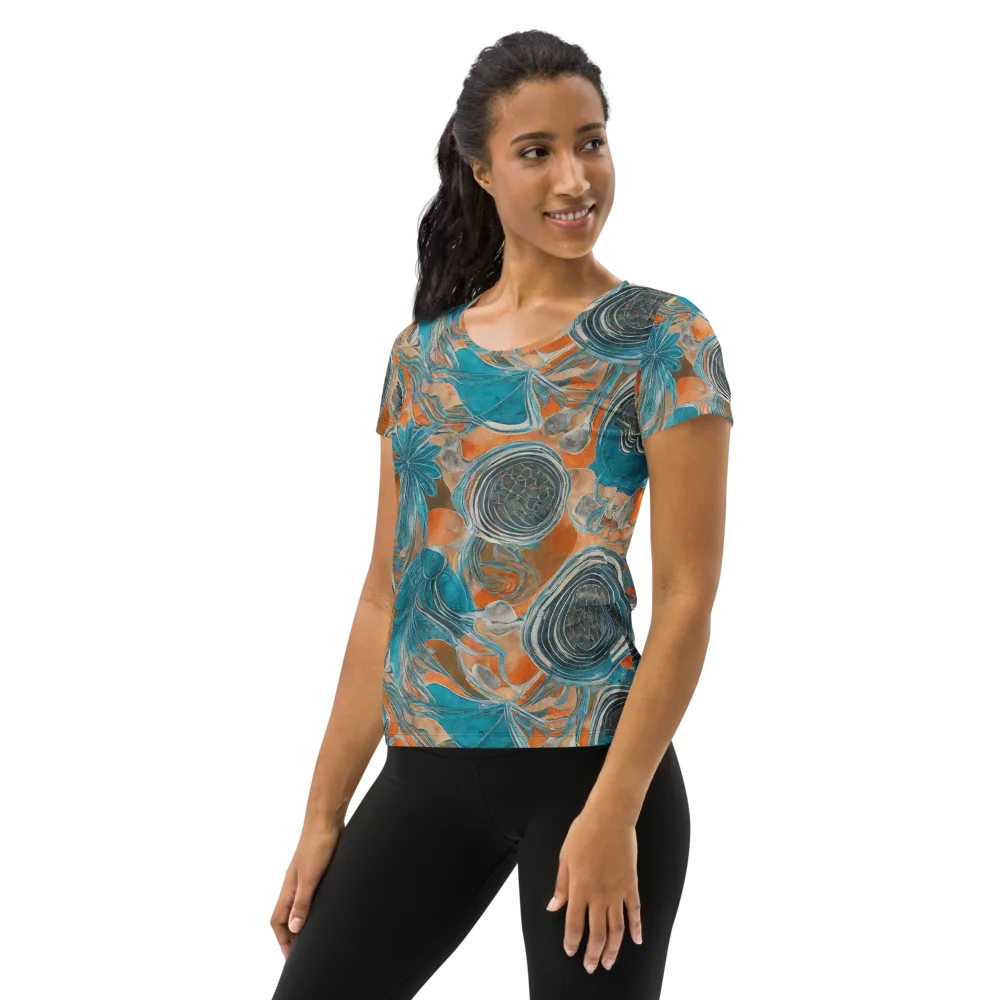 Turquoise Undertow on Women's Athletic T-Shirt — Left