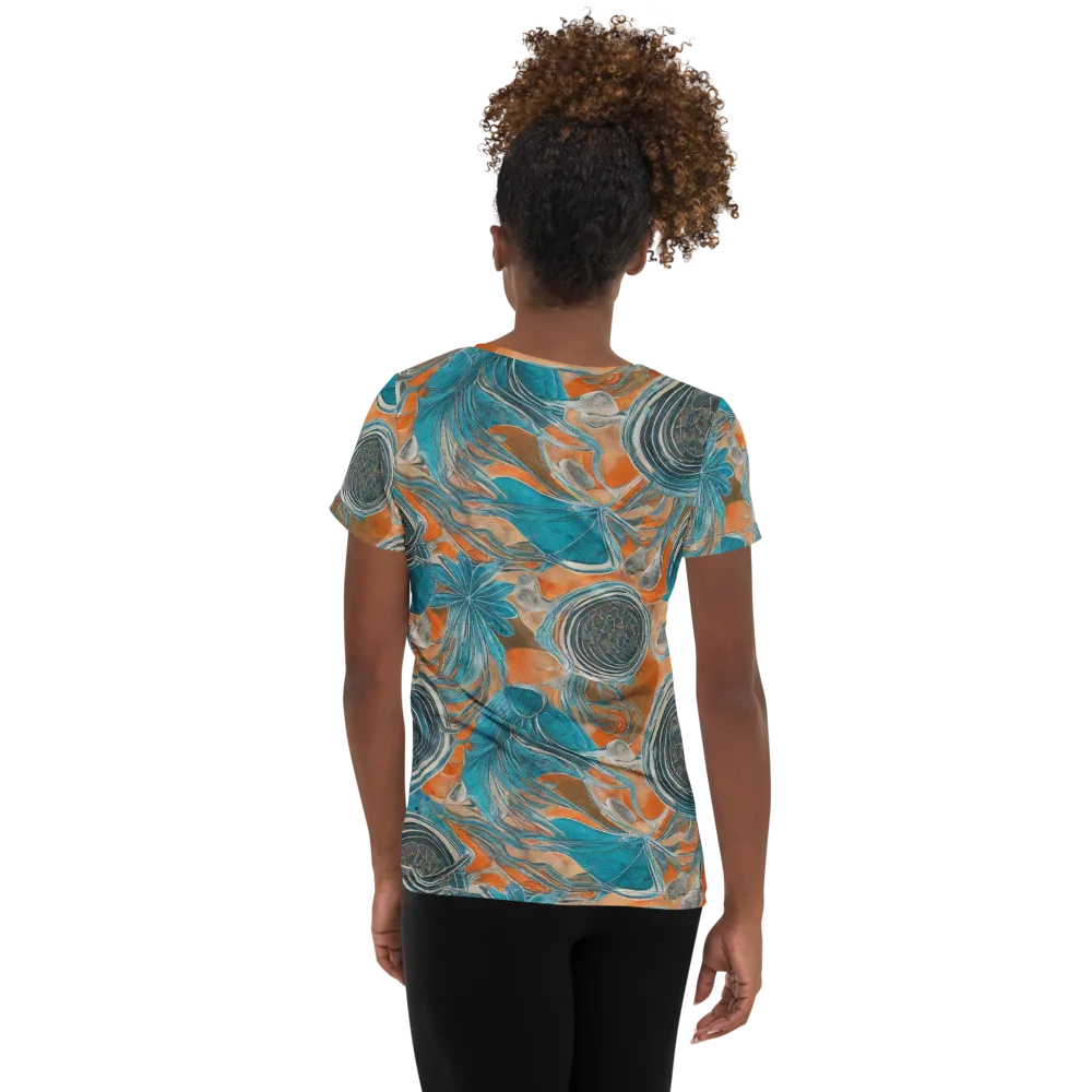 Turquoise Undertow on Women's Athletic T-Shirt — Back