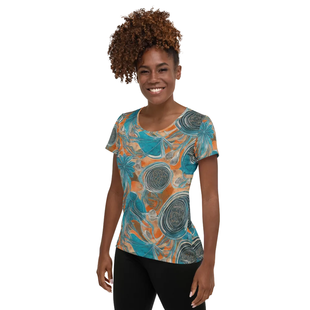 Turquoise Undertow on Women's Athletic T-Shirt — Left