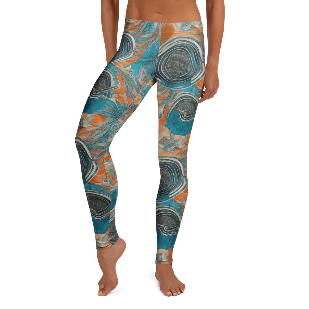 Turquoise Undertow on Leggings — Front
