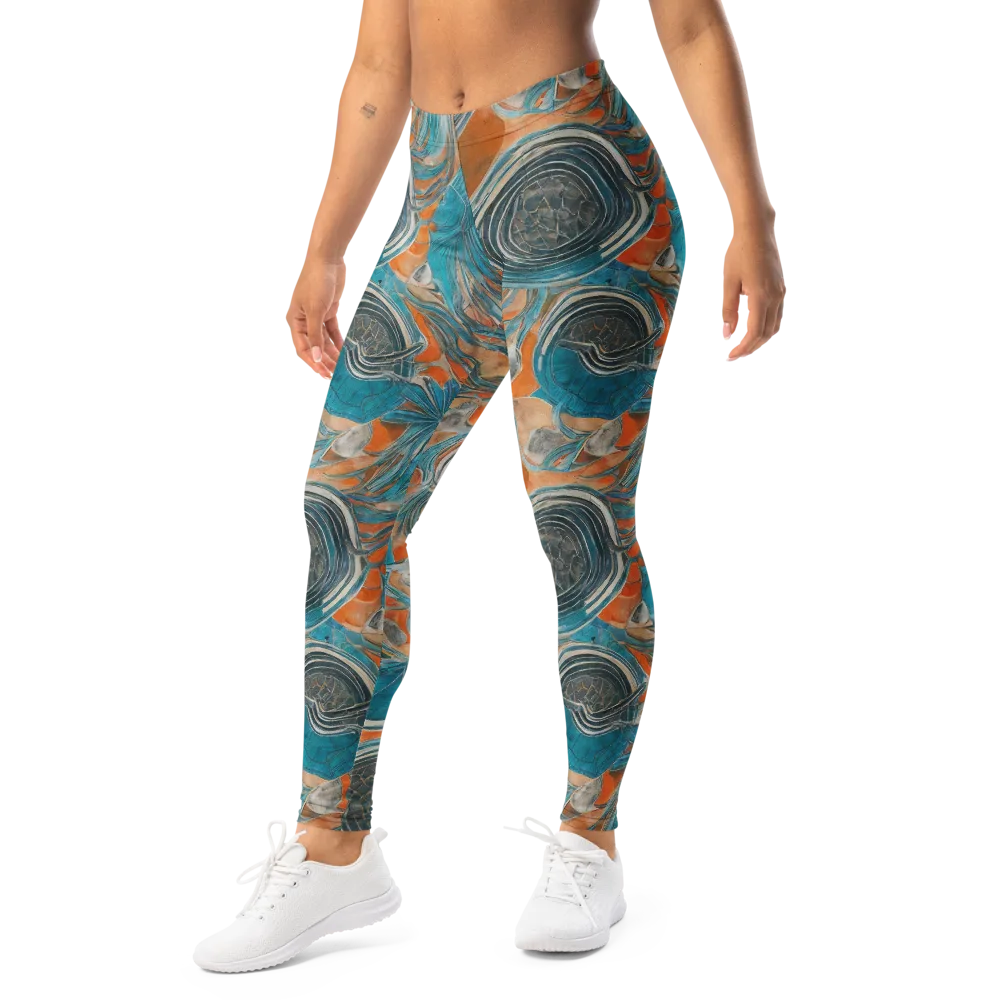 Turquoise Undertow on Leggings — Left Front