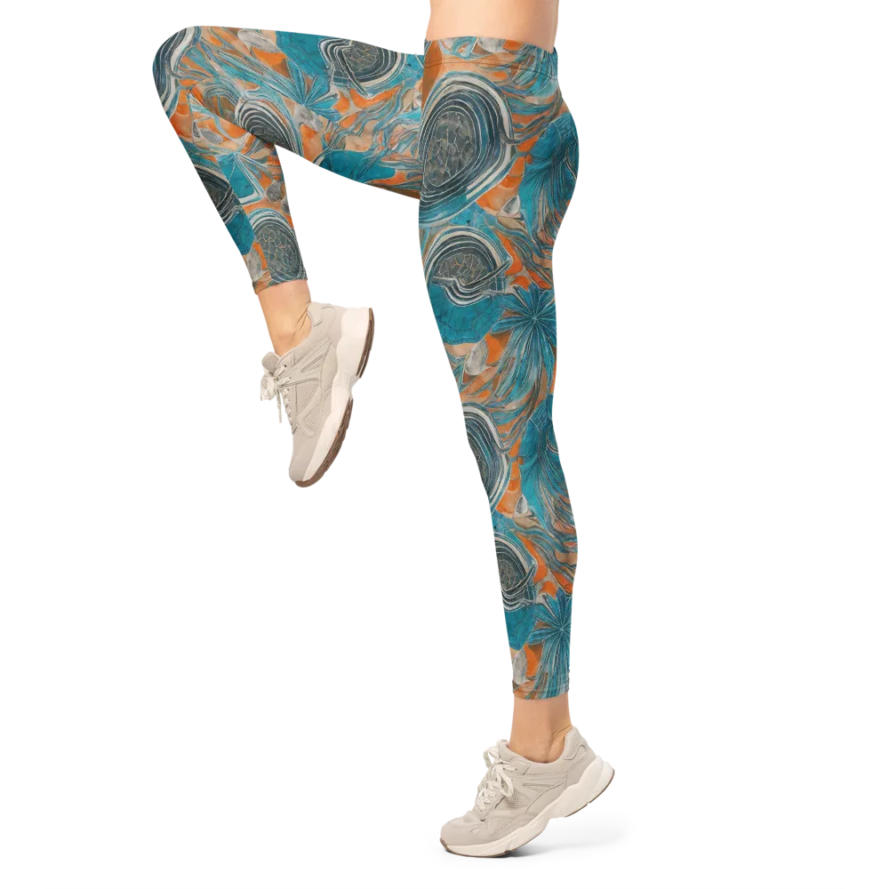 Turquoise Undertow on Leggings — Left