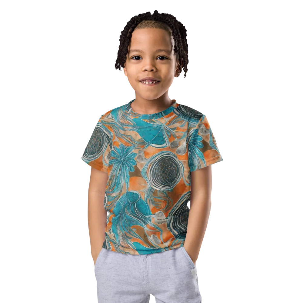 Turquoise Undertow on Kids Crew Neck T-Shirt — Front