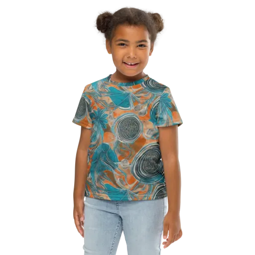 Turquoise Undertow on a Kids Crew Neck T-Shirt