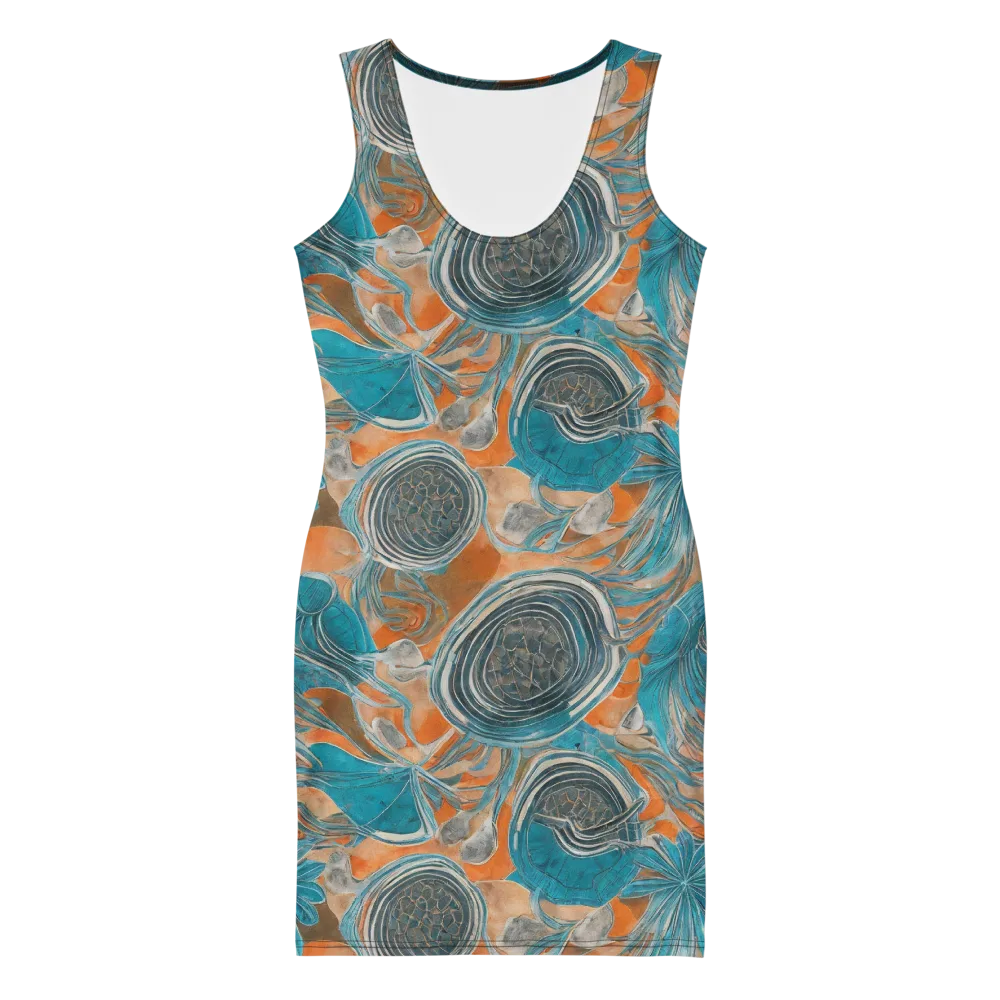 Turquoise Undertow on Bodycon Dress — Front