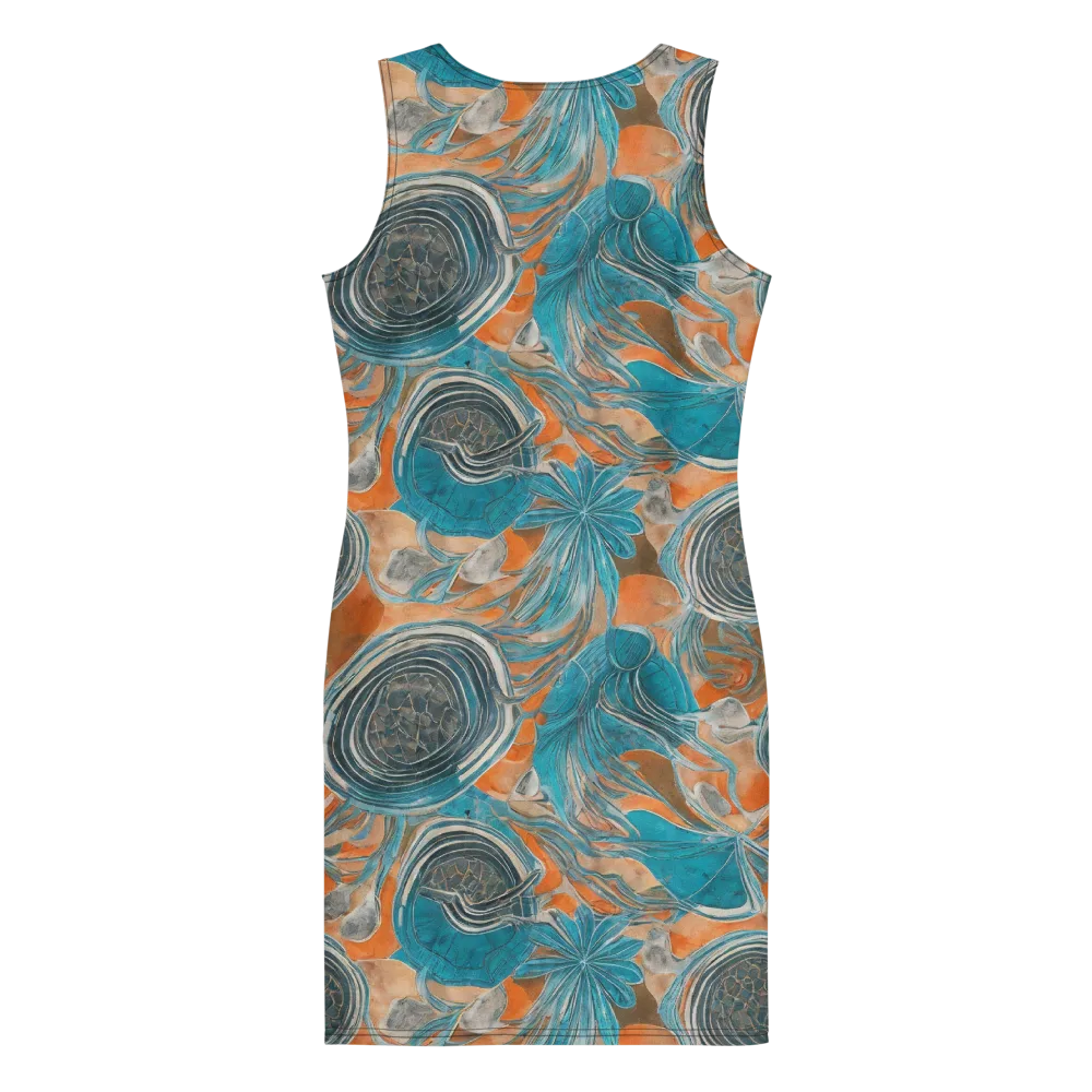 Turquoise Undertow on Bodycon Dress — Back