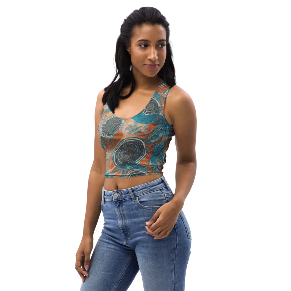Turquoise Undertow on Crop Top — Left Front