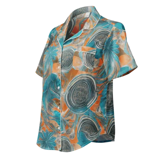 Turquoise Undertow on a Women's Short Sleeve Pajama Top
