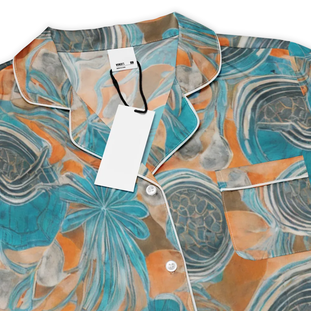 Turquoise Undertow on Women's Short Sleeve Pajama Top — Product details