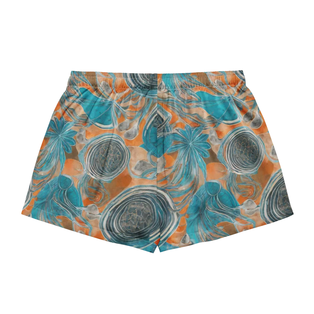Turquoise Undertow on Women's Pajama Shorts — Back
