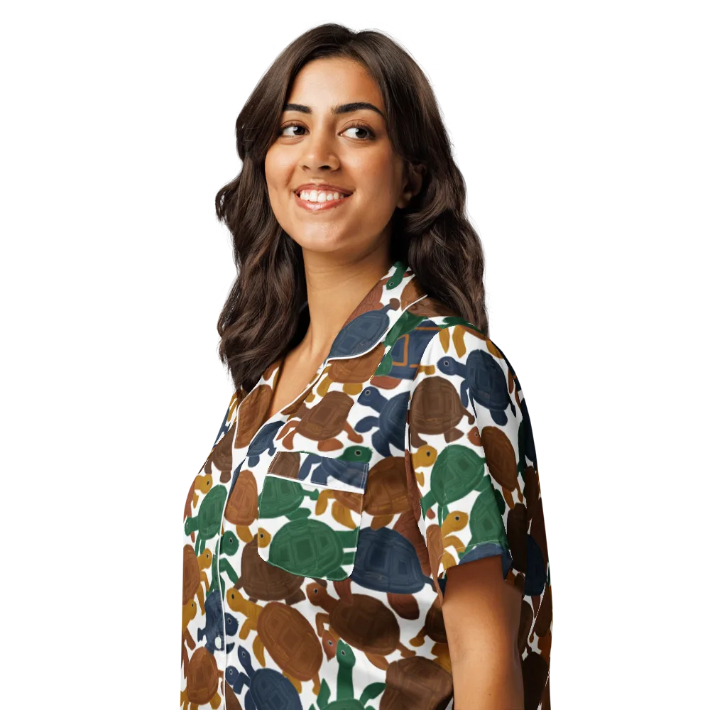 Carapace Club on Women's Short Sleeve Pajama Top — Left Front