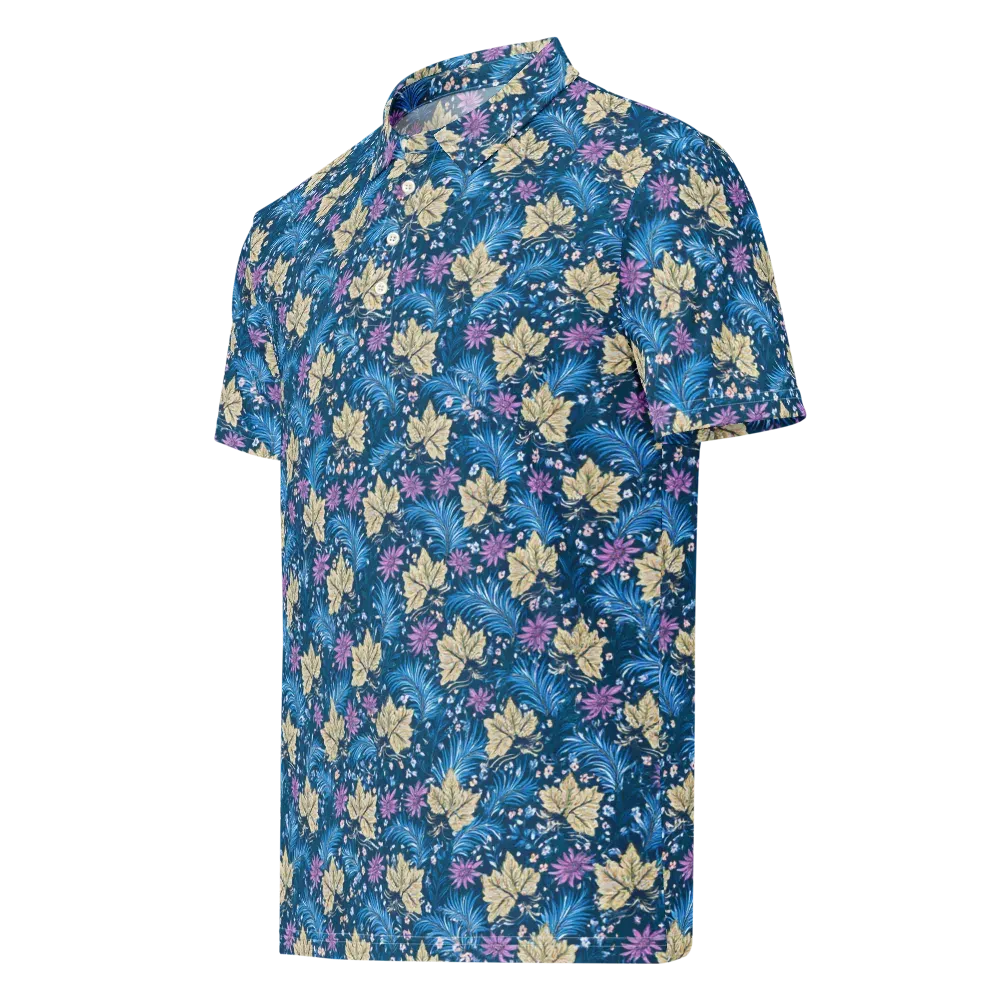 Midnight Meadow on Men's Slim Fit Polo Shirt — Left Front