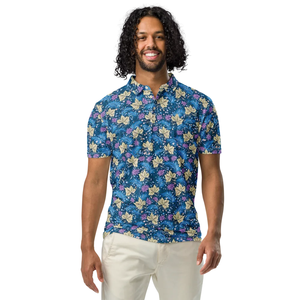 Midnight Meadow on Men's Slim Fit Polo Shirt — Front