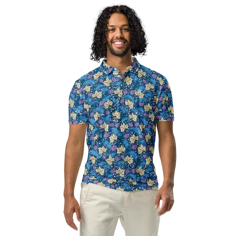 Midnight Meadow on Men's Slim Fit Polo Shirt — Front