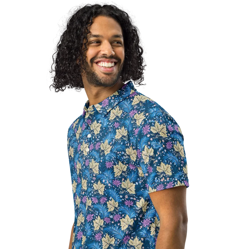 Midnight Meadow on Men's Slim Fit Polo Shirt — Left Front