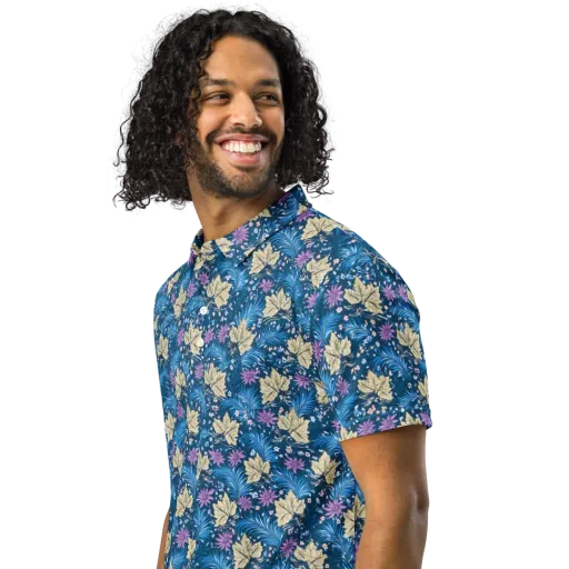 Midnight Meadow on a Men's Slim Fit Polo Shirt