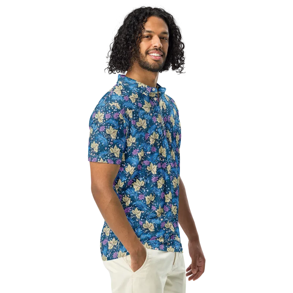 Midnight Meadow on Men's Slim Fit Polo Shirt — Right Front