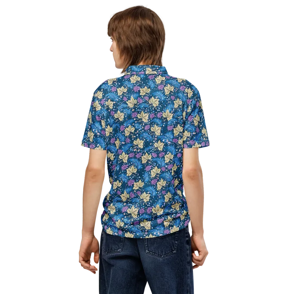 Midnight Meadow on Men's Slim Fit Polo Shirt — Back