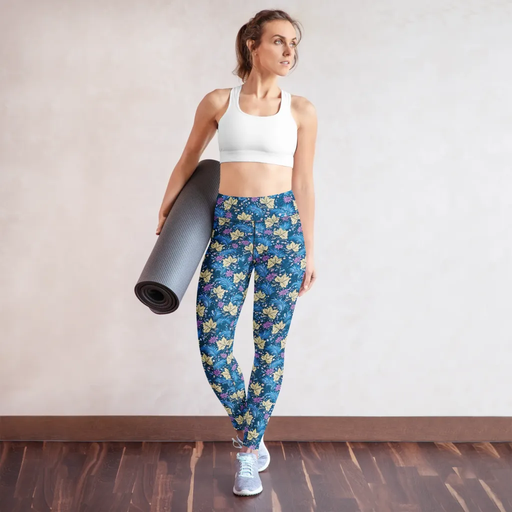 Midnight Meadow on Yoga Leggings — Front