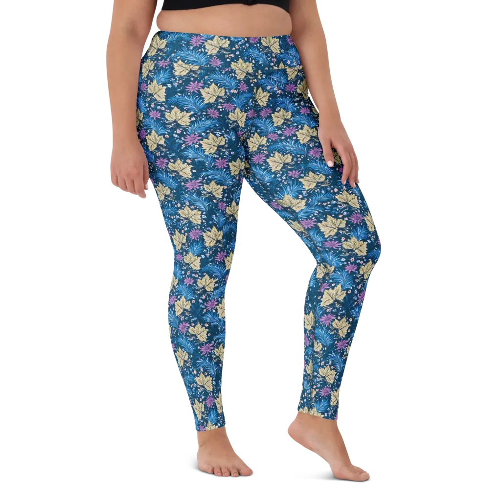 Midnight Meadow on Yoga Leggings — Front