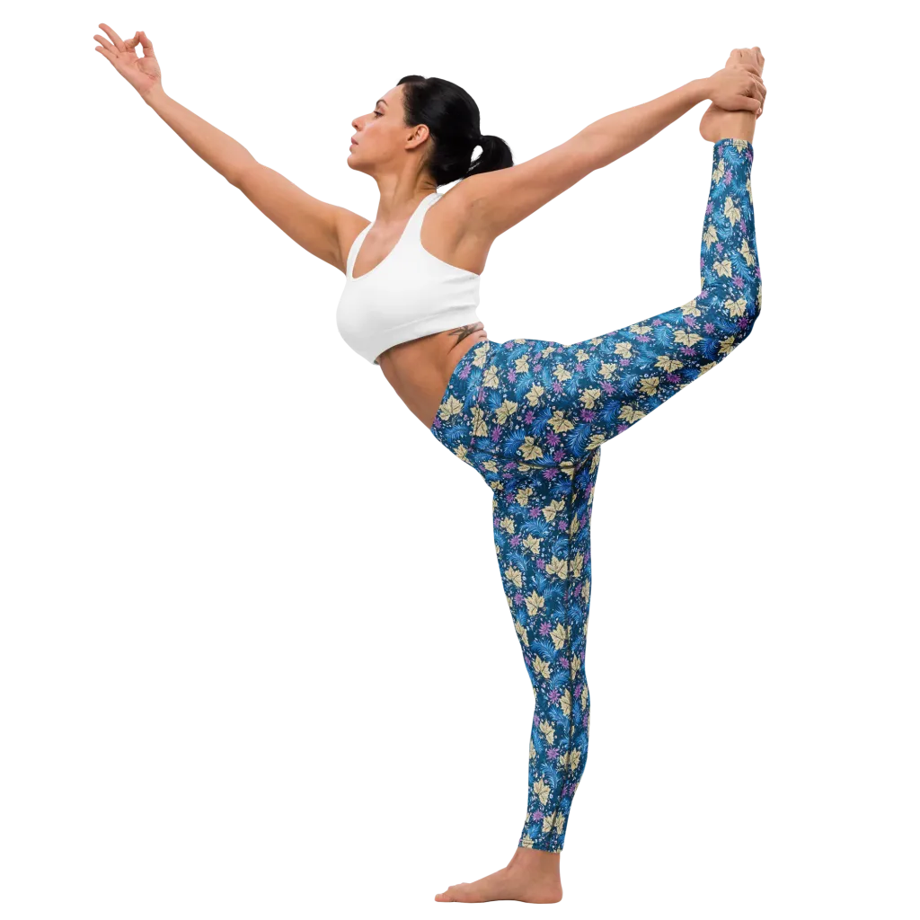 Midnight Meadow on Yoga Leggings — Left
