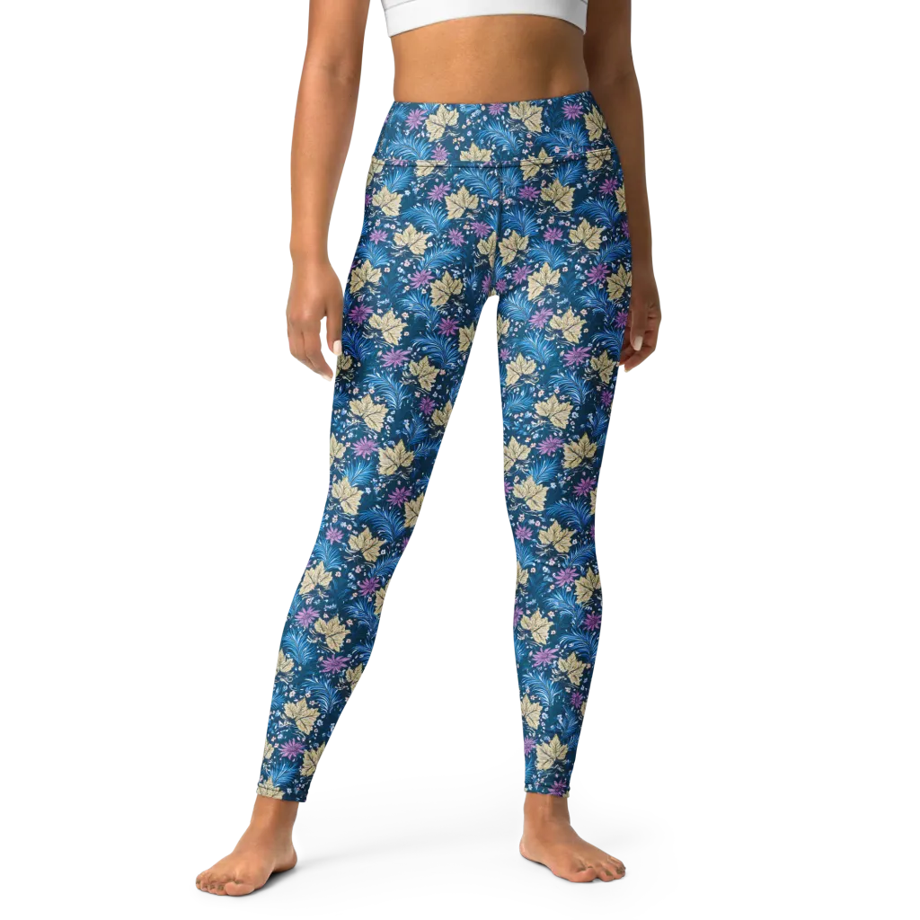Midnight Meadow on Yoga Leggings — Front