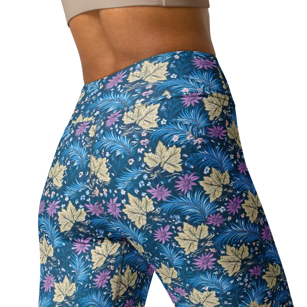 Midnight Meadow on Yoga Leggings — Back